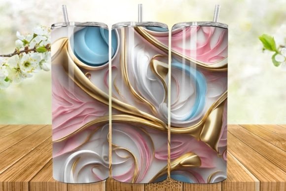 3D Celestial Color Dance Tumbler Wrap: A Cosmic Design Asset