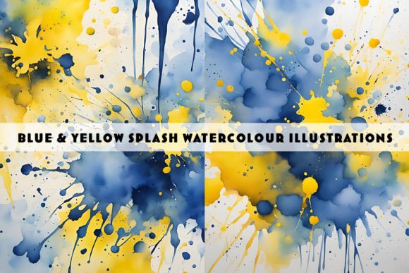 Blue and Yellow Watercolour Splashes: A Designer's Asset