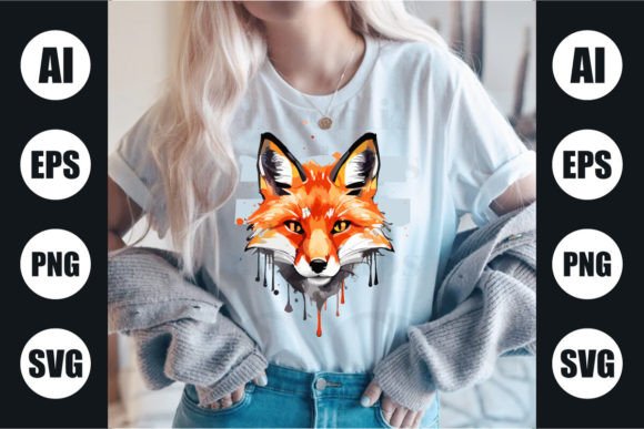 Capturing the Wild Spirit in Water Color Fox T Shirt Design