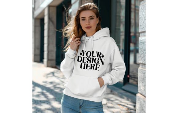 Elevate Your Brand with the Gildan 18500 Hoodie Woman White Color Mo
