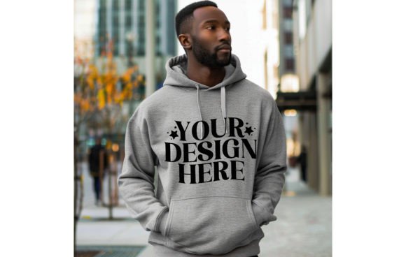Gildan 18500 Hoodie Man White Ash Color: A Mockup Essential for Creators