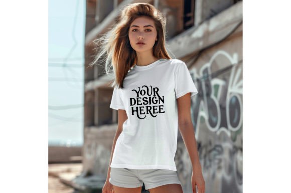Gildan 5000 T-shirt Woman White Color Mo: Essential Design Asset