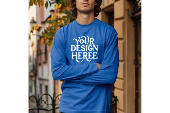 Mastering the Gildan 18500 Sleeve Man Blue Color Mockup