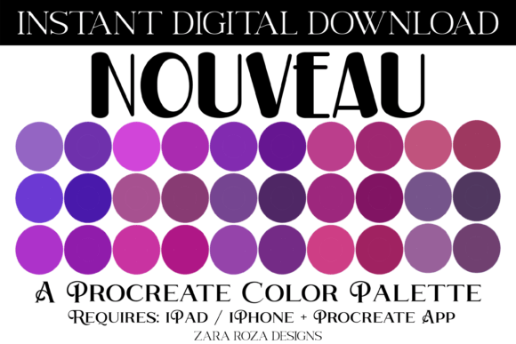 Nouveau Procreate Color Palette: Your Pastel & Ombre Toolkit