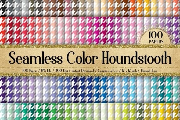Seamless Color Houndstooth Papers: 100 Vibrant Patterns for Modern Projects