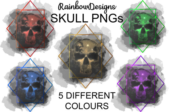 Skull Watercolour Geometric Frame: Bold Design Asset