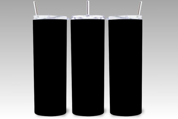 Timeless Style: The Solid Black Color 20 Oz Tumbler Wrap PNG