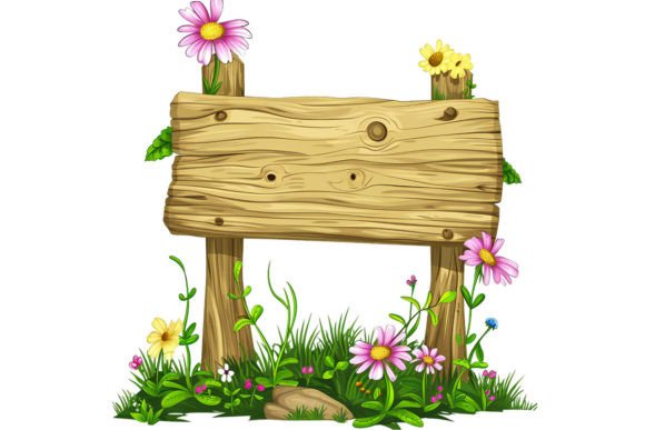 Watercolour Signboard with Flowers: A Creative Design Asset